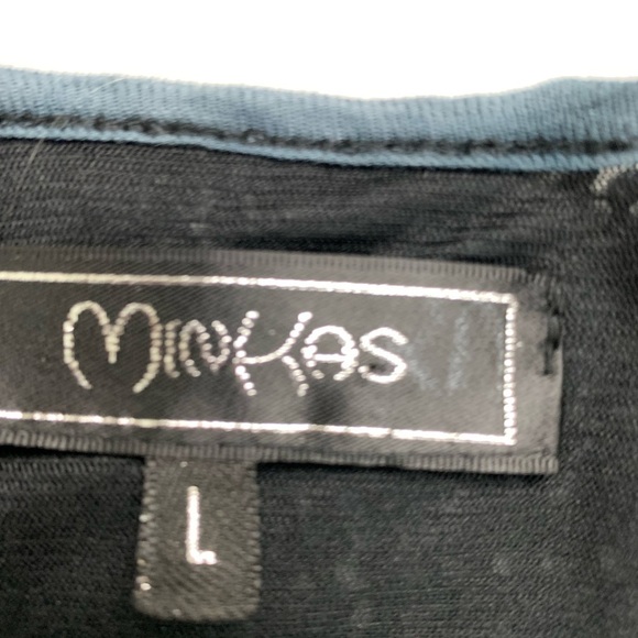 Minkas Long Sleeved Blue Textured Tunic Top size Large - Picture 7 of 11